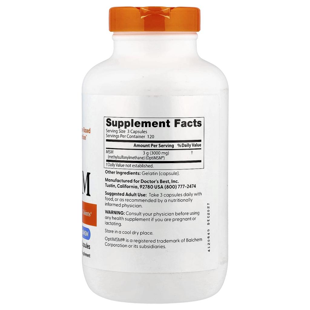 Doctor'S Best, MSM with Optimsm®, 360 Capsules (1,000Mg per Capsule)