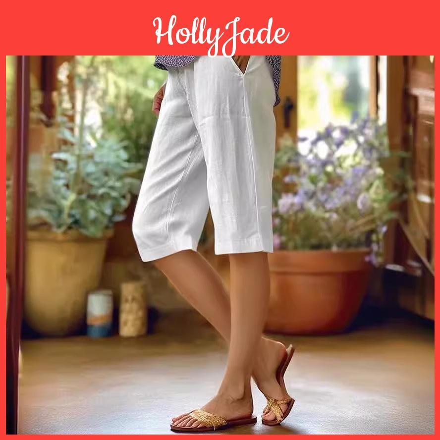 Casual Capri Cottonlinen Pants Womens Comfortable Summer Trousers Breathable And Cool