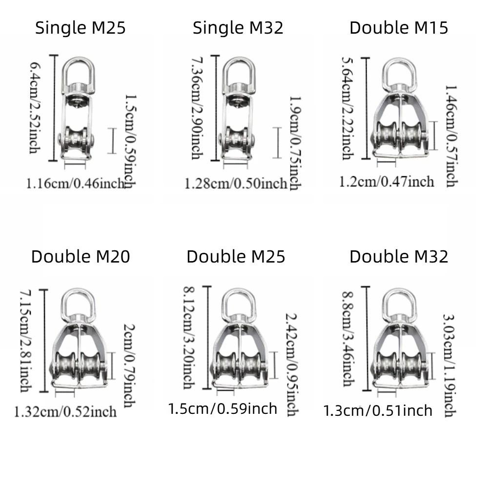 Mini Swivel Lifting Rope Pulley Stainless Steel U-Shaped Fixed Sliding Roller  Crane