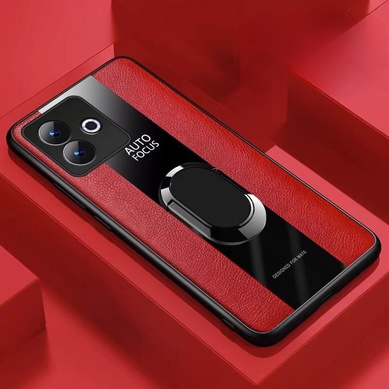 

Для OPPO Realme GT 7 7T Магнитное кольцо-подставка Держатель Чехол для телефона Для Realme GT 7 Pro Роскошная кожа Противоударный бампер Задняя крышка For Realme GT7 красный