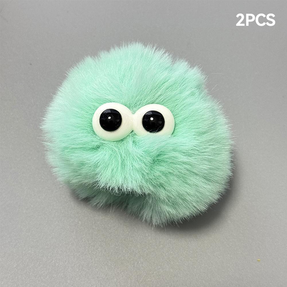 2Pcs Car Motorcycle Helmet Decoration Soft Plush Ball with Big Eyes For Motocross Full Face Off Road Helmet Sticker