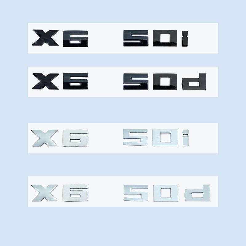 Chrome Black 3D Numbers M X6M50i X6M50d X6 M50d M50i ABS Emblem for BMW X5 Series E71 G06 Car Trunk Badge Logo Sticker