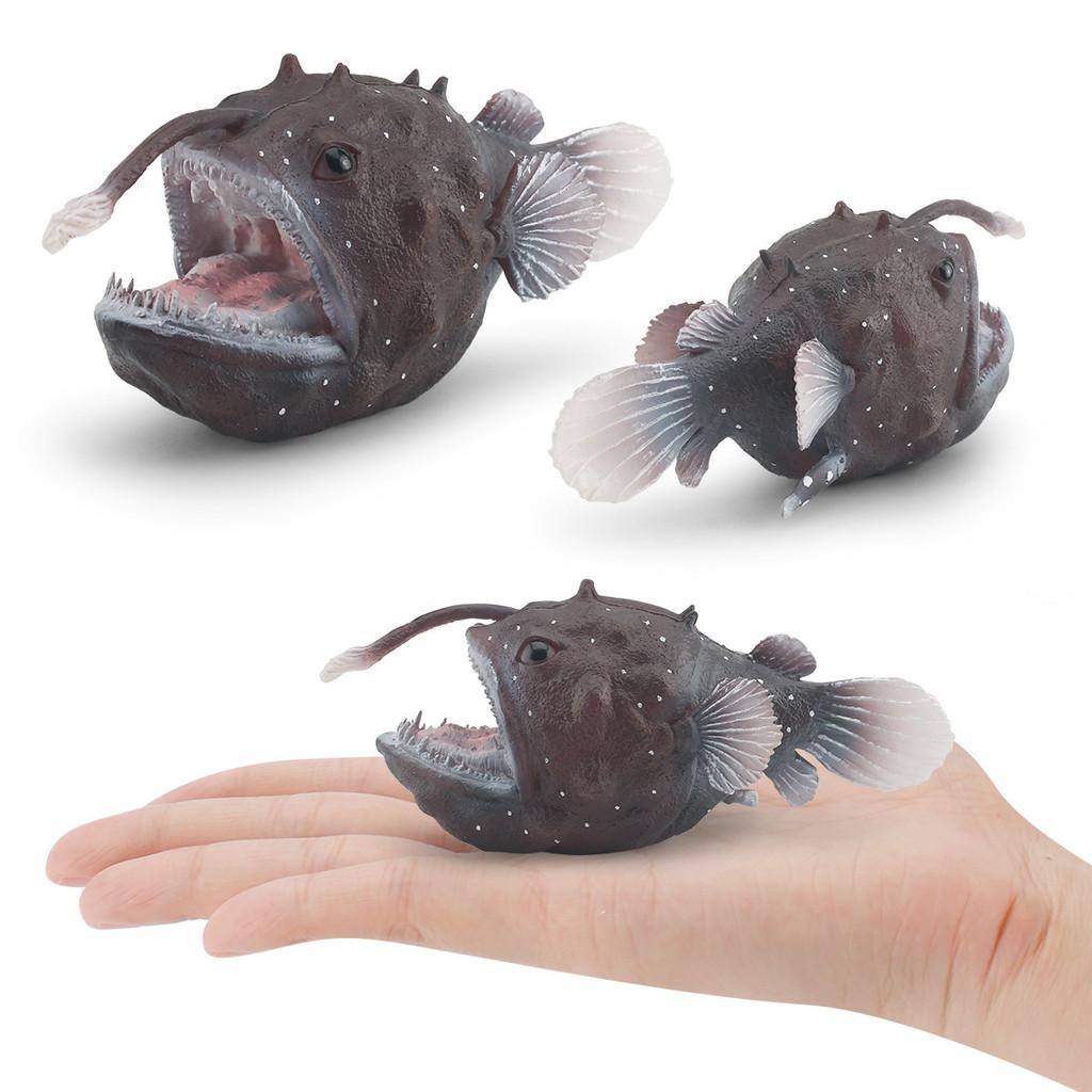 Realistic Plastic Anglerfish Model Toy Vibrant Colorful Deep Sea Animal Dcor