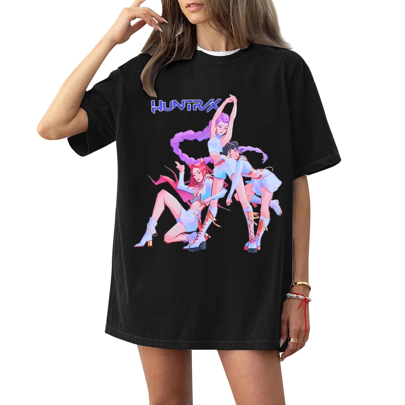 

Women s Fashion Casual Short Sleeve Printed T Shirt Crew Neck Top Loose Fit Graphic Tee Comfortable Summer Wear M чёрный