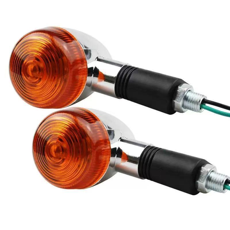 Shockproof 12V Motorcycle Turn Signals 10mm Amber Lights for Cafe Racer Scooter Universal
