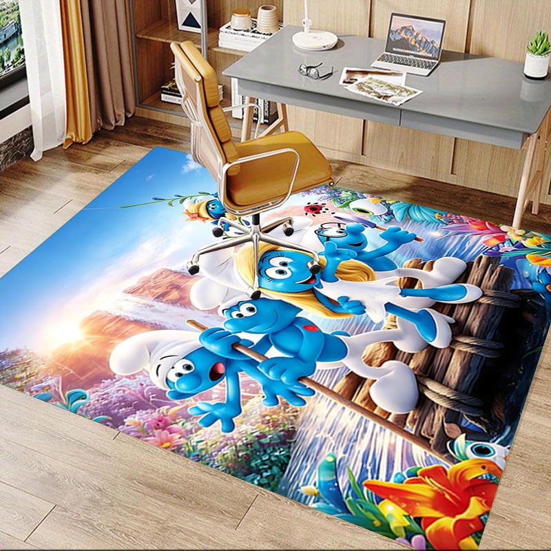 Smurfs' Adventure Carpet For Playroom Bedroom Living Room Sofa Home Decorkids Game Area Rug Nonslip Floor Mat