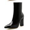 Fashion Silver Patent Leather Women Ankle Boots Pointed Toe Square High Heels Shoes Chelsea Botas De Mujer