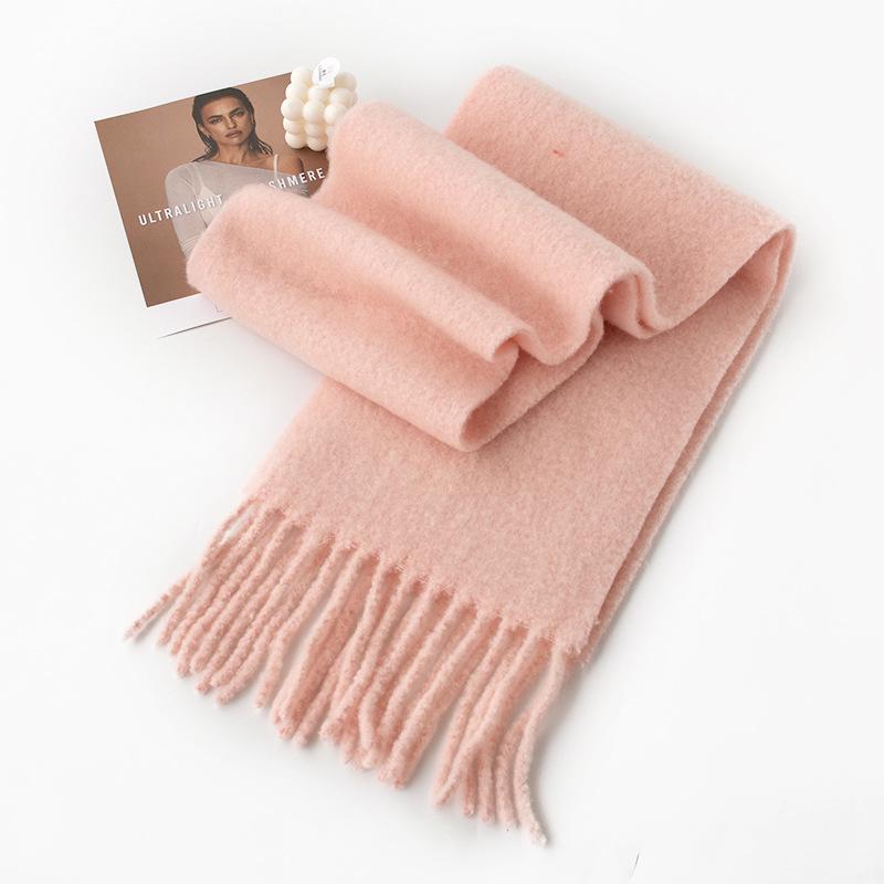Iceland Blue Wool Scarf Autumn and Winter Solid Color Versatile Cashmere Feel Scarf for Men and Women Thickened Warm Scarf