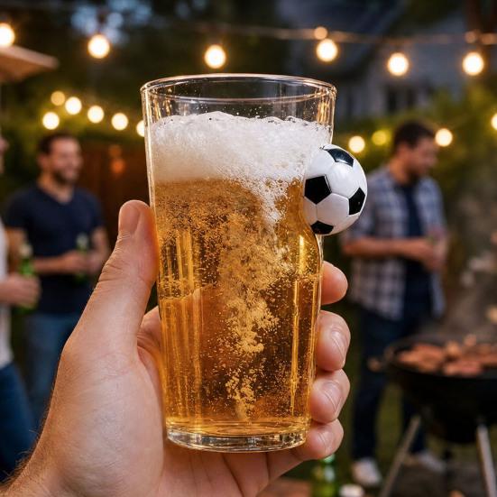 Soccer Beer Glass, Football-Shaped Glass Mug, 700ml Capacity Hot Cold Drink Glass Cup for Bar Pub Home Use
