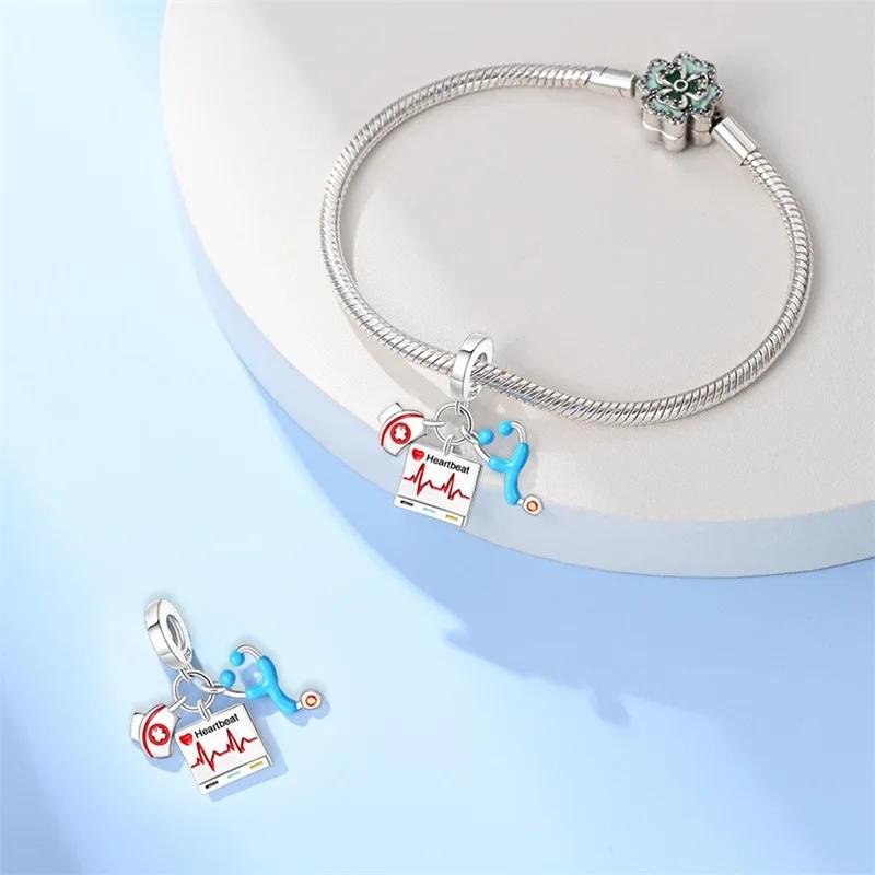 Eleganti Charms e Perline in Rame 100% Serie Professioni Medico Pittore Musicista Infermiere Adatti a Braccialetti Originali Gioielli Fai da Te