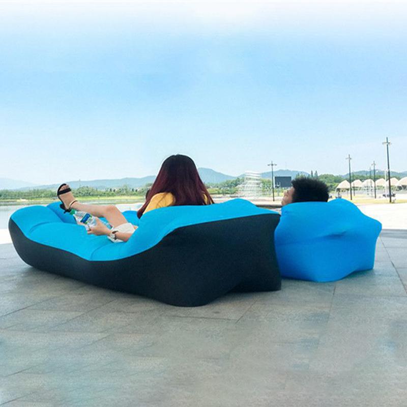 Inflatable Banana Bed Folding Sofa Pillow For Beach Air Bed Portable Outdoor Camping Air Cushion Sleeping Bed With Pillow