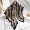 New Thousand Birds Grid Printed Silk Scarf 91cm Twill Scarf Fashion Versatile Double D Large Square Scarf Sunscreen Shawl Headscarf
