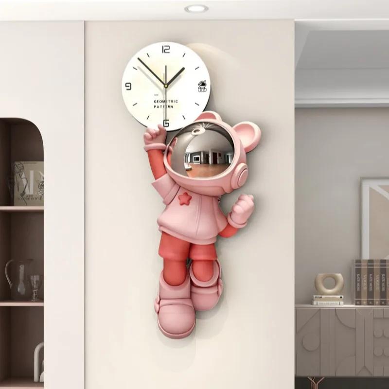 Stylish Wall Clock Astronaut Clocks Design Large 3d Wall Clocks Living Room Modern Elegant Ornaments Modern Home Decoration
