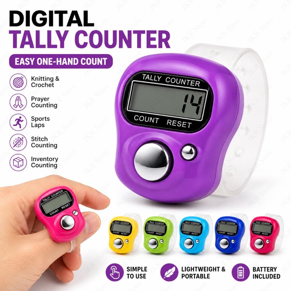 Mini Digital Finger Ring Counter Electronic Tally Clicker Knitting Row Stroke Counting Tool for Sewing Craft Accessory Set Kit