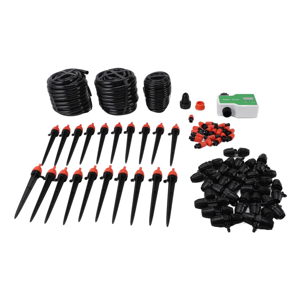 Drip Irrigation System Kit Automatic Watering System with Water Timer for Greenhouse Garden Lawn