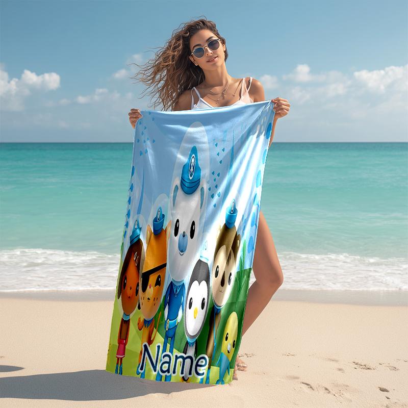 Personalized customized proof beach towel with Octonauts pattern - soft, absorbent,quick-drying,perfect swimming,camping&bathing