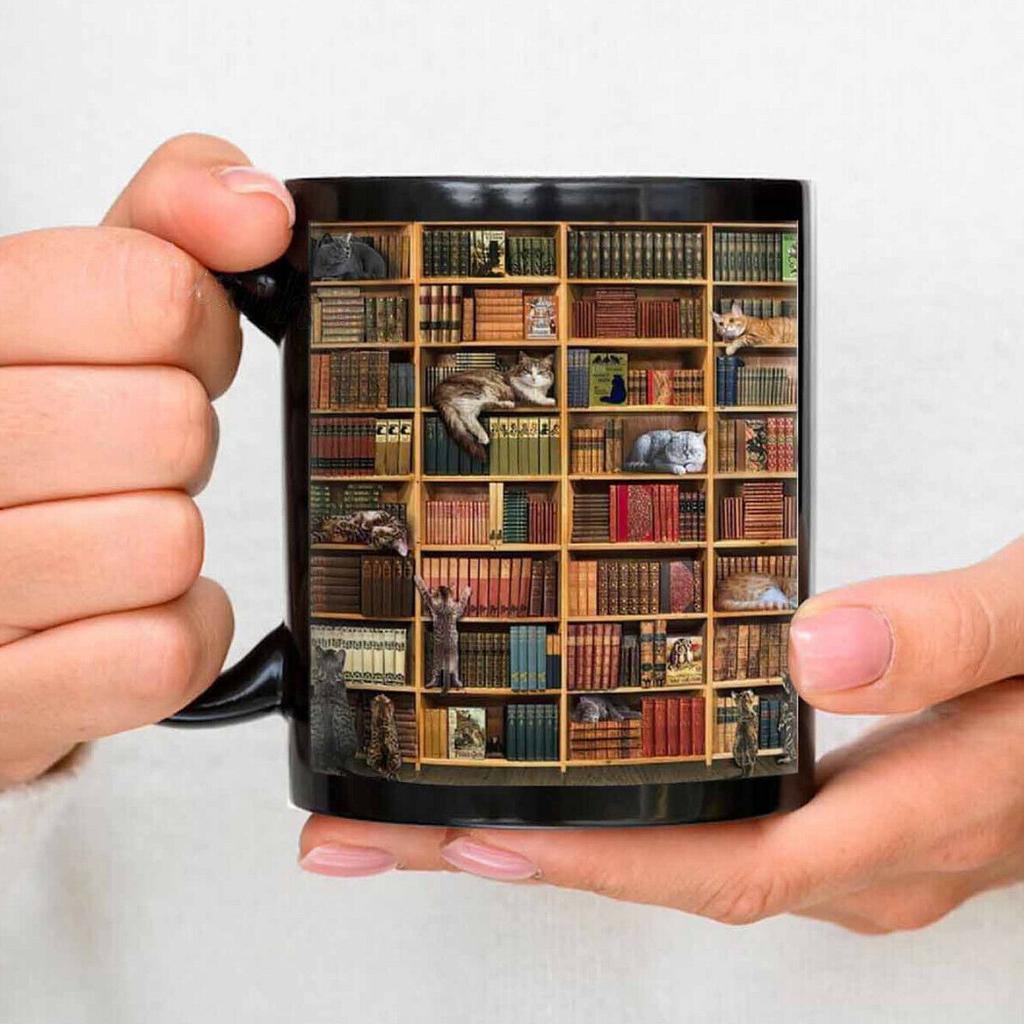 Bookshelf Ceramic Coffee Mark Cup Tea Cup Library