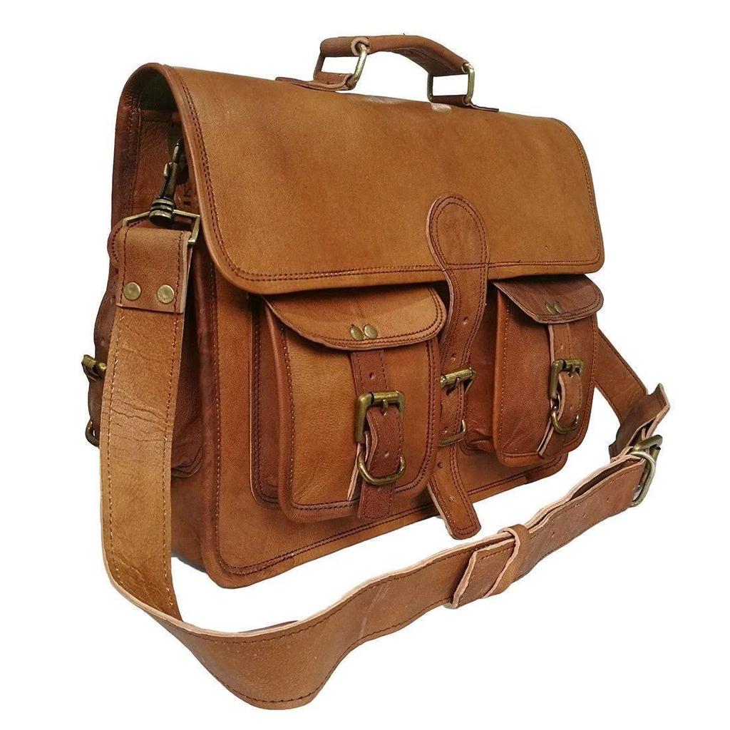 Men's Distressed Vintage Leather Briefcase Satchel Messenger Work Laptop Bag