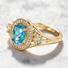 European and American inlaid aquamarine ring, light luxury retro court niche ring, personalized design female ring