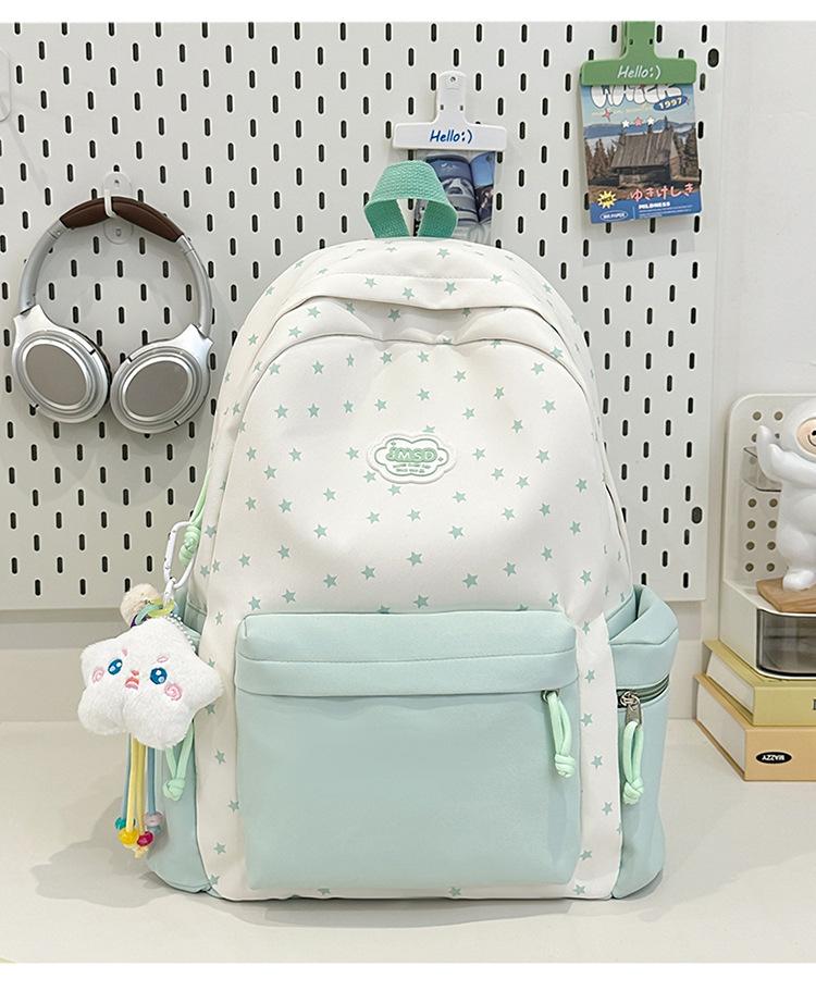 Schoolbag High-value schoolbag Female college student Large-capacity college student printed backpack Junior high school student lightweight travel