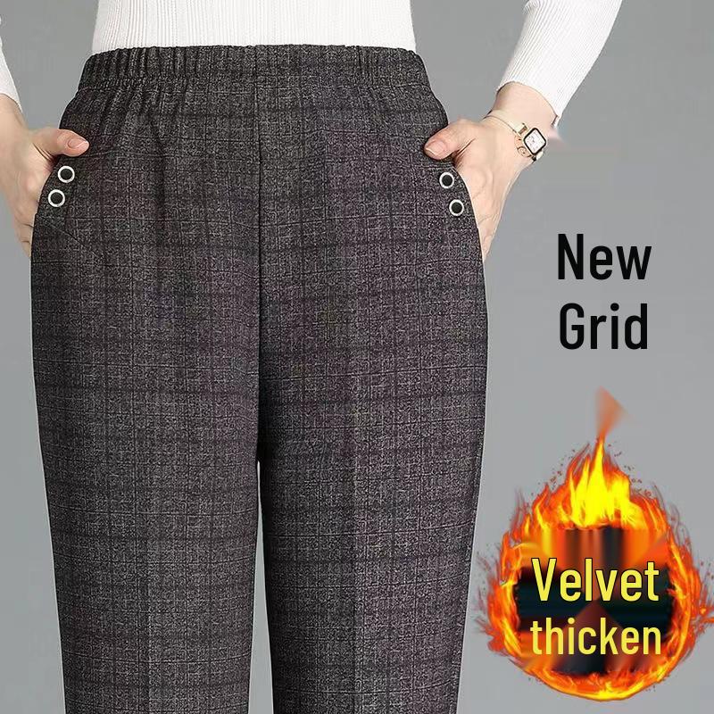 Women's Loose High-Waisted Straight-Leg Pants - Plus Size, Plaid & Striped