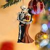 Yousheng Halloween Skeleton Couple Car Pendant 2D Acrylic Rearview Mirror Hanging Decor Backpacks Charm Glow-in-Dark Keychain Parties Decoration