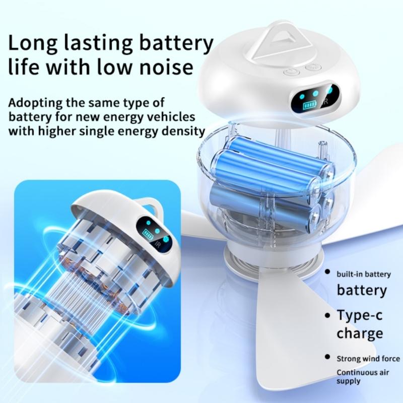 6000mAh Cordless Camping Fan with Light Detachable Blade Hanging Fan for Outdoor Canopy Dormitory Tent Ceiling Fan