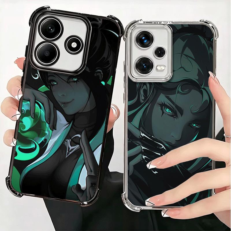 V-Valorant Game Black Cool Soft Phone Case For Xiaomi Redmi Note 14 15 Pro Plus 13 12 11S 11T 5G 10 9S 9 Plating Anti-Fall Funda