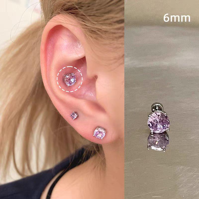 Blitz Zirkon Krallen Ohrstecker - Titanstahl, Schraubverschluss Luxus Muschel Ohrstecker für Damen