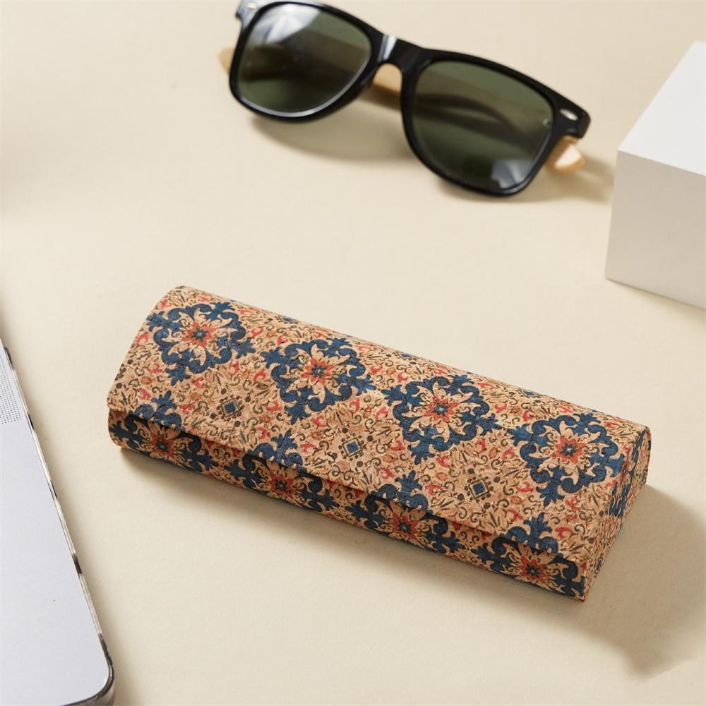 Cork Eyeglasses Case Printed Flower Design Glasses Holder Owl Printed Eyewear Box Portable Retro Glasses Box For Travel Men