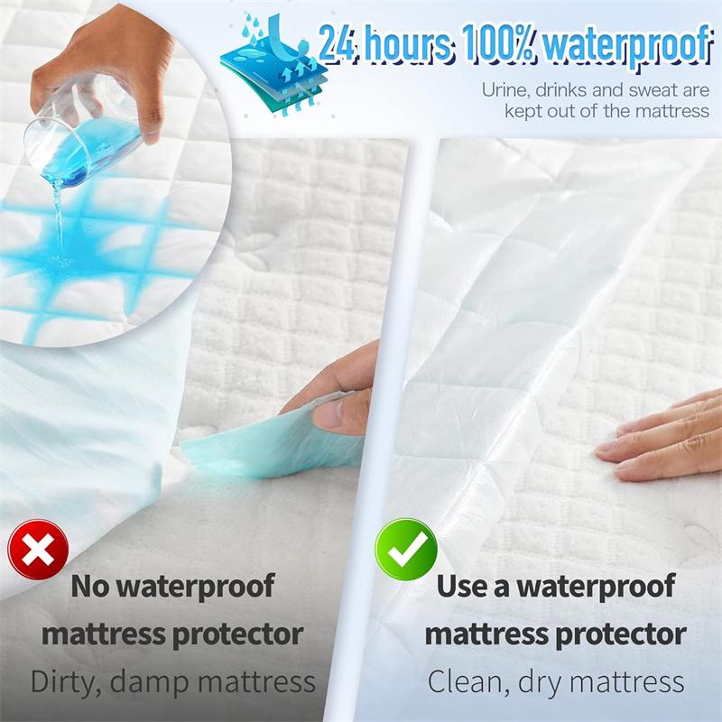 Safe Waterproof Mattress Pad Protector Quilted Fitted Sheet with Elastic Bands for Hotel Home Waterproof Mattress Cover 140/160