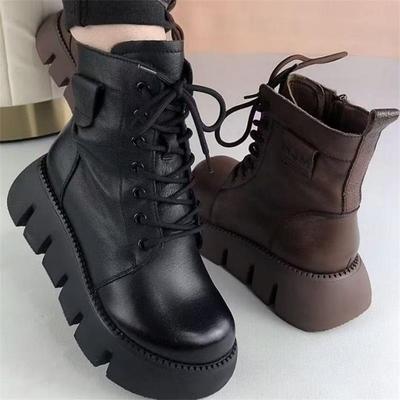 Nuevas Botas de Nieve Cálidas de Cuero Suave y Forro Polar, Zapatos de Mujer, Botas de Algodón Casuales Antideslizantes,