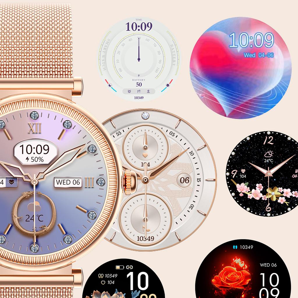 CF37 Women Smart Watch Menstrual Cycle Reminder Health Monitoring Bluetooth-compatible Call Smart Bracelet, Steel Strap