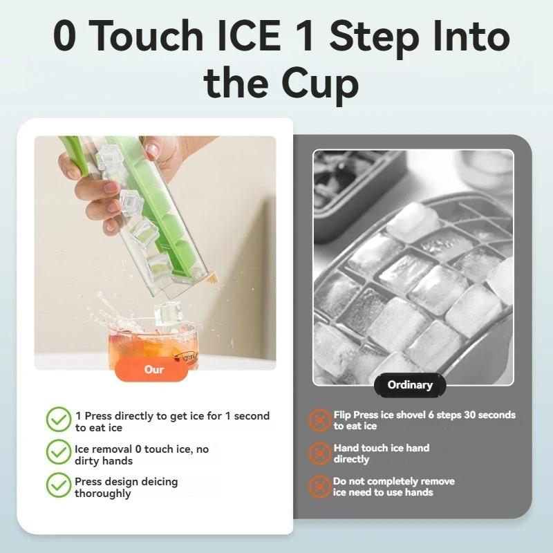 Press Type Ice Cube Tray Plastics Ice Cube Maker Easy to Demold Ice Tray Mold DIY Whiskey Cocktail Tools Kitchen Accessories