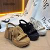 Fashion Metal Rivet Decoration Fringe Suede Sandals Women 2025 Summer Chunky Platform Wedge Sandals Casual Back Strap Shoes Sandalias