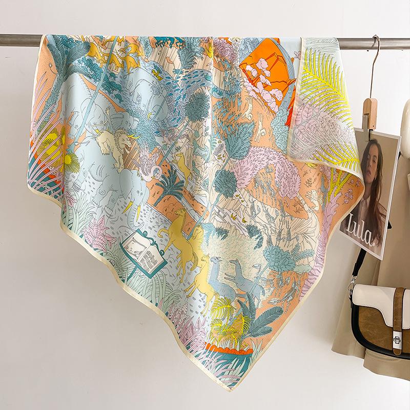 Hangzhou silk 91 square scarf scarf silk scarf women's 111 mulberry silk spring and autumn foreign style high-end shawl mother model