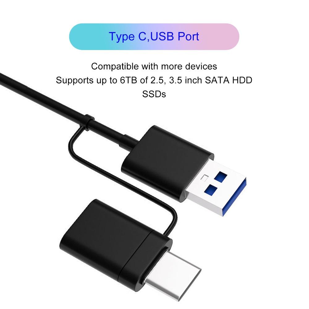 5Gbps USB Type C 3.0 to SATA Cord for 2.5 3.5 Inch HDD HDD Adapter Cable for Game Console