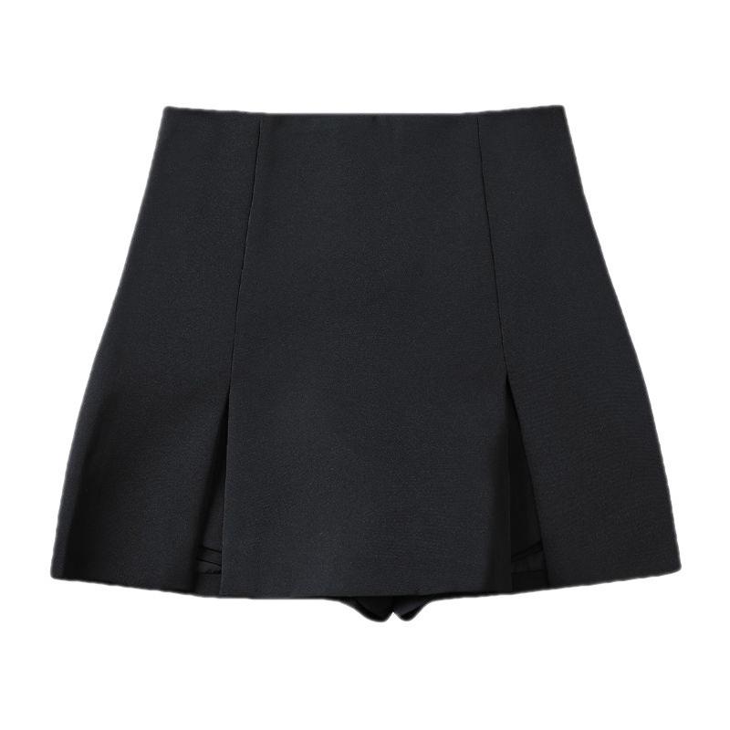 High Waist Black A-Line Skort - Spring/Summer 2022 Fashion Anti-Exposure Versatile Design