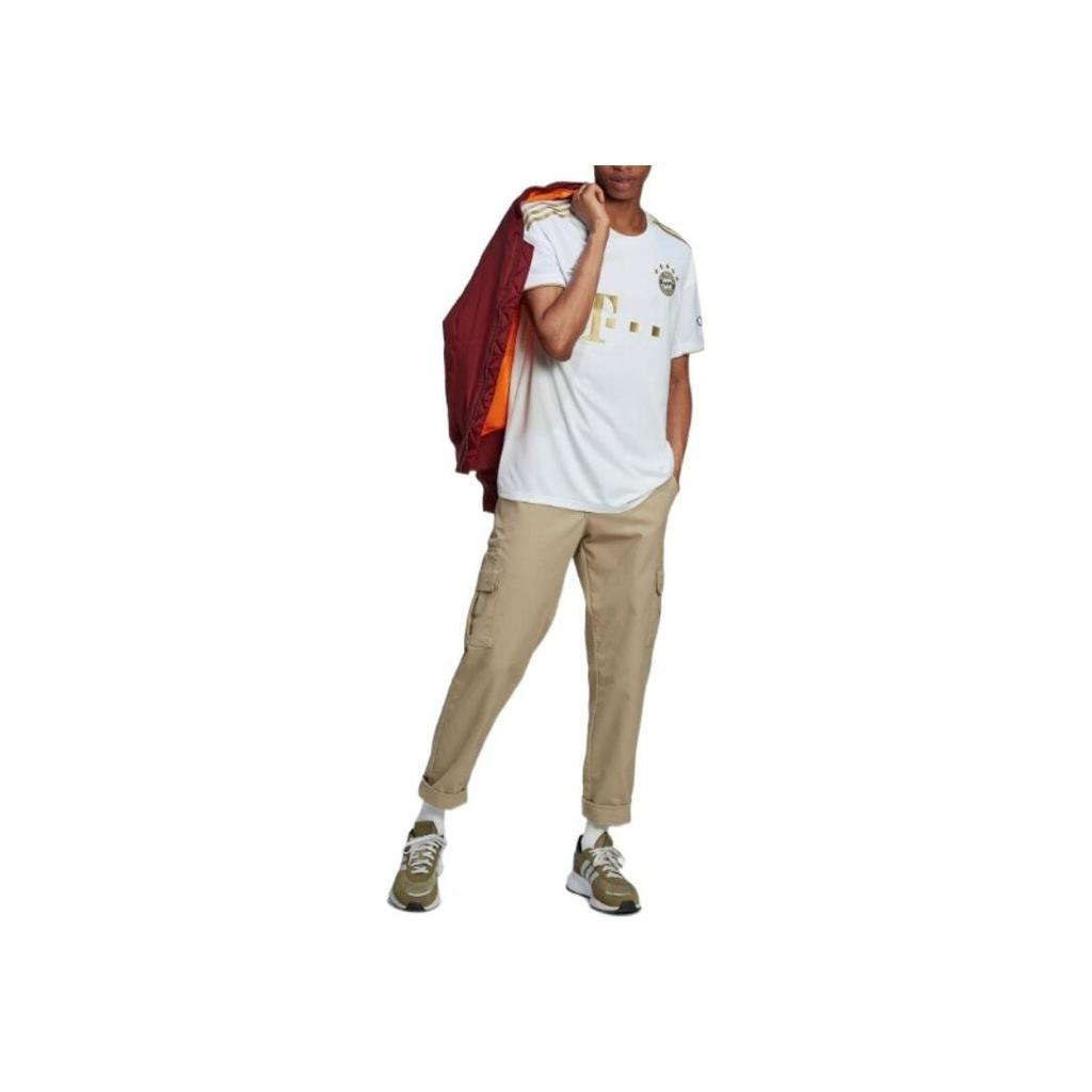 Adidas 22-23 Away Bayern Printed Crew Neck Football Shirt Men Tops White HI3886