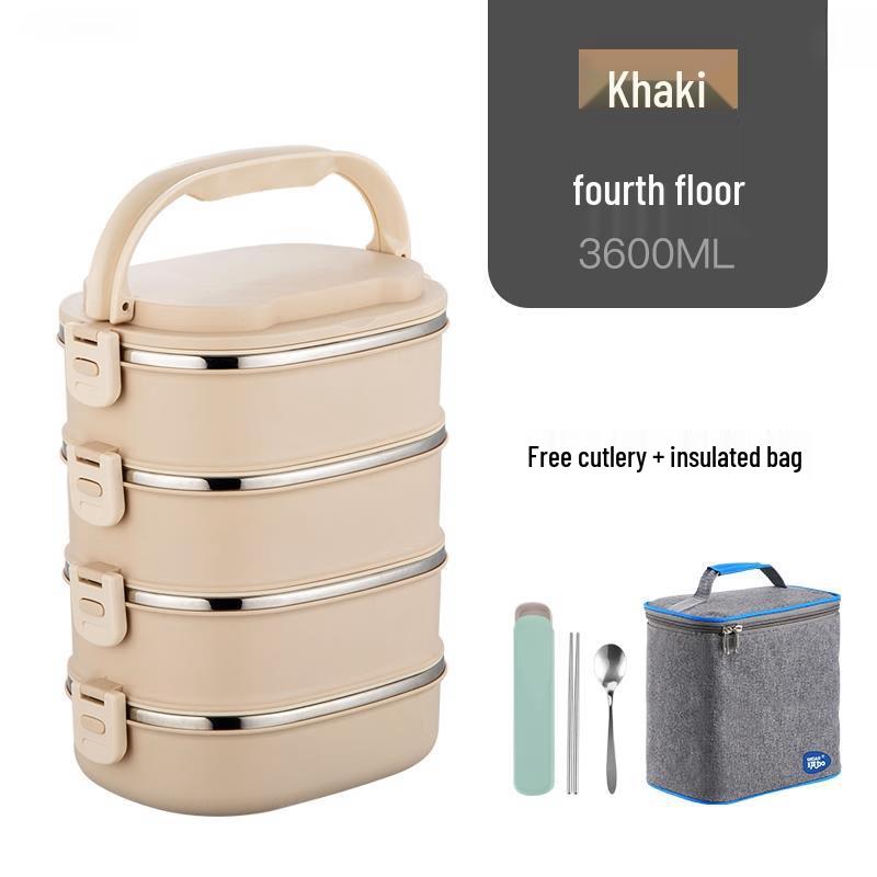 

Multi-layer Insulated Stainless Steel Lunch Box with Bag & Cutlery