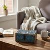 20.32 Cm Wooden Jewellery Storage Box with Tree of Life Design Blue Trinket Organizer with Metal Lock Ideal for Women, Wedding Festival Gifts