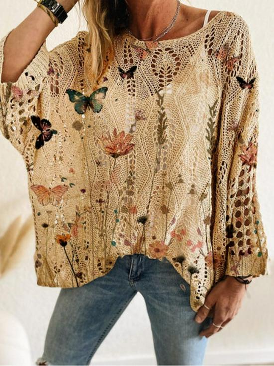 Hollow Out 3D Print Long Sleeve Christmas Sweater