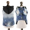 Pet Denim Vest With Gradient Hooded Design Maltese Cats Casual Wear XS To XL