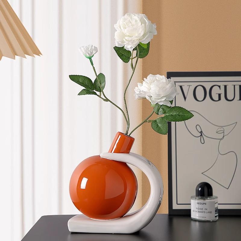 Minimalist Ceramic Desktop Dry Flower Vase, Minimalist Vase Decoration for TV Cabinets and Home Decor