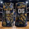 Trendy Animal Graphic Basketball Jersey For Men Custom Name Team Name Number Sports Tank Tops Loose Quick Dry Team Uniforms
