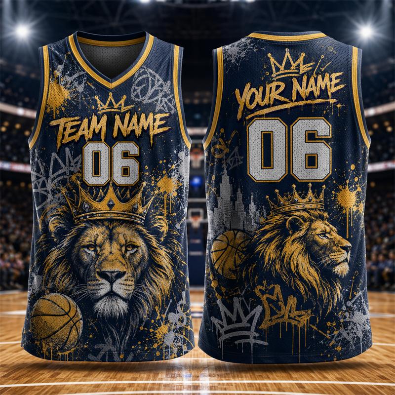Trendy Animal Graphic Basketball Jersey For Men Custom Name Team Name Number Sports Tank Tops Loose Quick Dry Team Uniforms