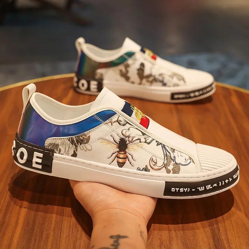 

Модные мужские кожаные повседневные туфли мужские трендовые плоские туфли для скейтбординга мужские кроссовки молодежные уличные крутые мокасины обувь для мужчин 44 белый