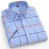 New in shirt plus size 14xl fashion summer 100%cotton oxford plaid short sleeve shirt for man designer office elegant clothes