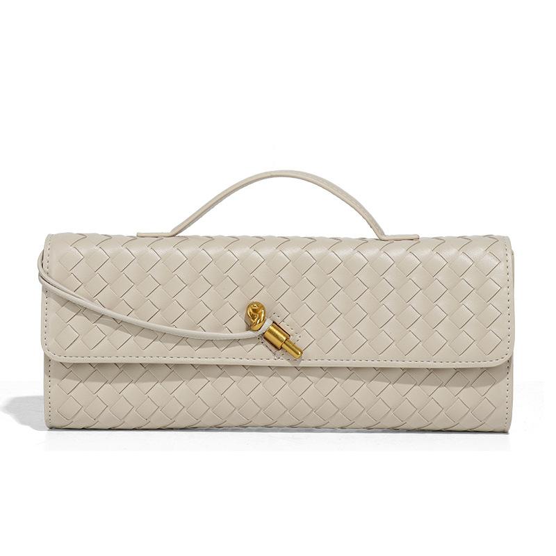 JMG Bags Gepersonaliseerde en High-end Geweven Diner Tas, Elegante Handgedragen Schoudertas voor Dames, Vintage Horizontale Baguette Tas, Casual Crossbody Tas
