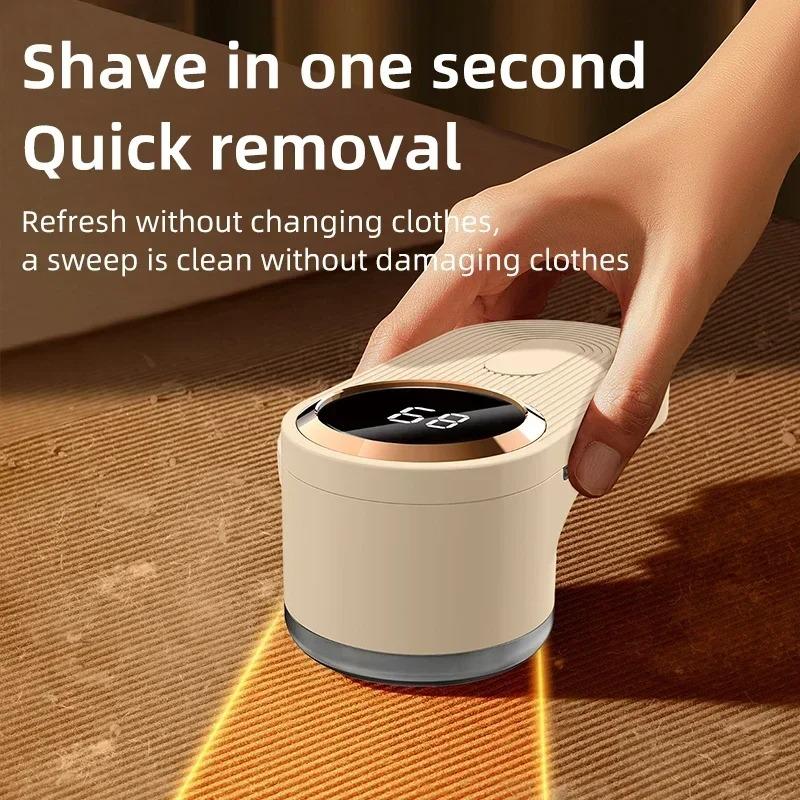 USB Rechargeable Electric Lint Fluff Remover Fabric Shaver with LED Digital Display for Sweater and Clothing